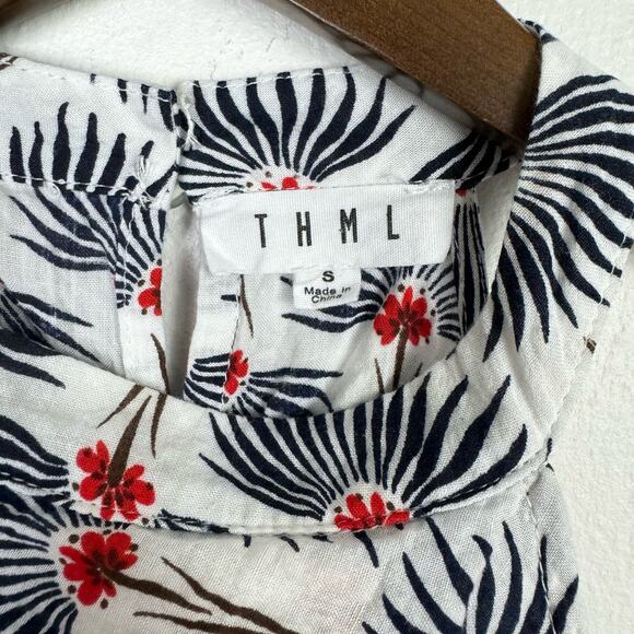 THML Floral Print Crossover Neckline Cold Shoulder Lightweight Summer Top - Picture 12 of 13